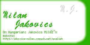 milan jakovics business card